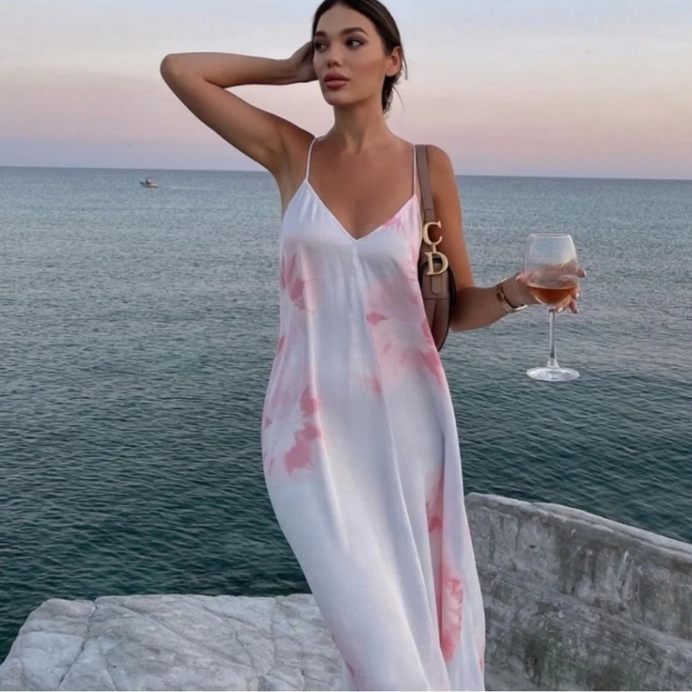 Zara Pastel Tie Dye Maxi Dress Vacation Size Medium - Picture 2 of 16